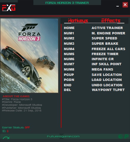 Forza Horizon 3 v1.0.99.2 (64Bits) Trainer +10